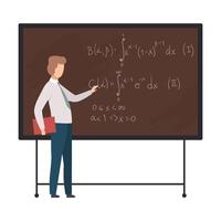 Man solves the equation on the board illustration vector