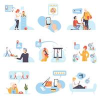 Characters in different situations illustration on White Background. vector