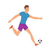 Soccer Player in Sports Uniform Running with Ball, Professional Athlete Character in Action Illustration vector
