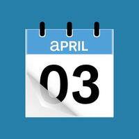 3rd April daily calendar icon template. April 3 day calendar design. Single day calendar in illustration flat style. vector