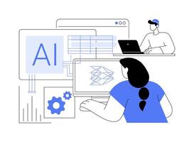 AI architecture isolated cartoon illustrations. vector