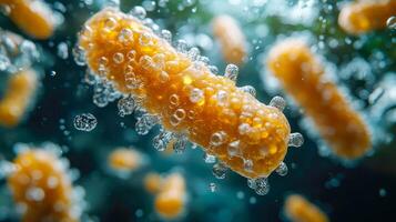 A close up of a bunch of bacteria floating in water photo