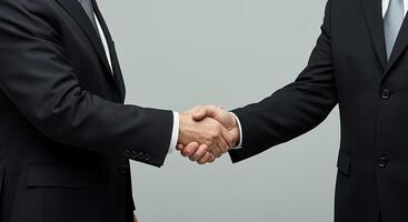 Successful partnership, Businessmen shaking hands on a gray background - Generated using AI photo