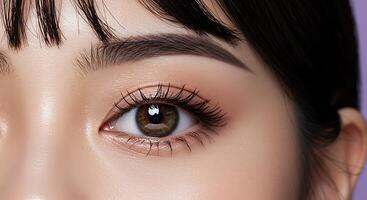 Close-up of a captivating hazel eye with flawless makeup - Generated using AI photo