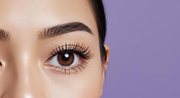 Close-up of a woman's eye with perfect lashes and brow by Me - Generated using AI photo