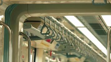 Interior of a Subway Train with Handrails video