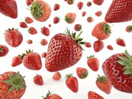 falling and floating strawberry seamless background photo