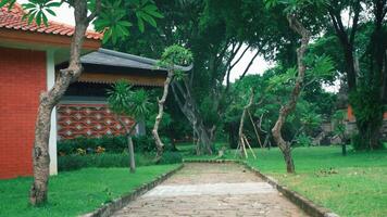 Tranquil Garden Pathway with Traditional Architecture video
