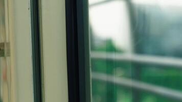 Close-Up of a Modern Window with Reflections video