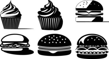 Artistic Burger Cupcake Silhouette Series vector