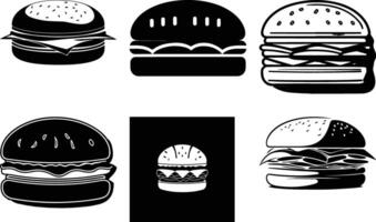 Diverse Burger Cupcake Silhouette Graphics vector