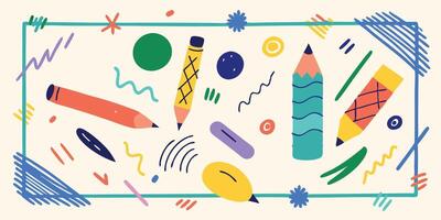 Scribbled Crayon Stroke Elements vector