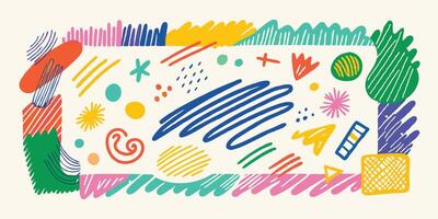 Dynamic Crayon Doodle Elements vector