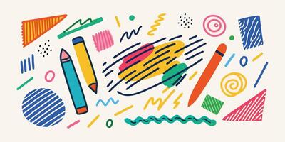 Expressive Crayon Stroke Elements vector