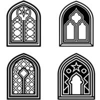 Islamic Window Frame Sketches vector
