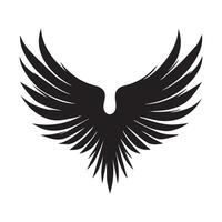 a black bird with wings spread out on a white background vector