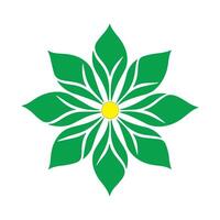 A green flower with yellow center in the center vector