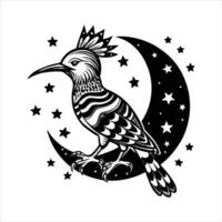A hoopoe bird with full moon vector