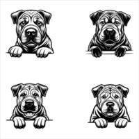 Peeking Dog Chinese vector