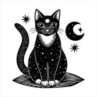 Cat Sitting On Moon vector