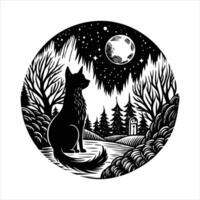 Haunting Cat With Glowing vector