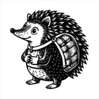 A hedgehog with a backpack vector