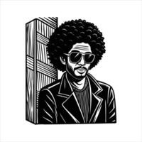 Man Afro Silhouette vector
