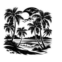 Serene Beach With Palm Tree vector