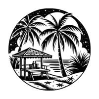Beach Picnic With Palm Trees vector