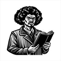 Black Man Reading Book vector