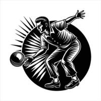 Silhouette of a Bowling Ball Player vector