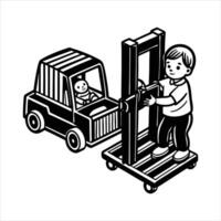 Forklift Loader Loader Cartoon Character vector