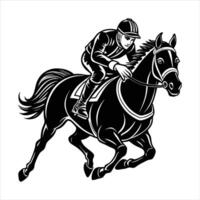 A dynamic action shot of a jockey leaning forward vector