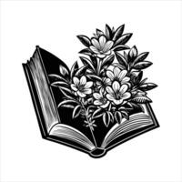 open book with blooming flowers vector