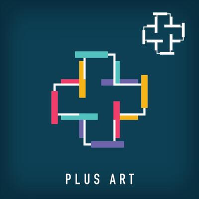 Modern colorful and linear plus sign logo design.