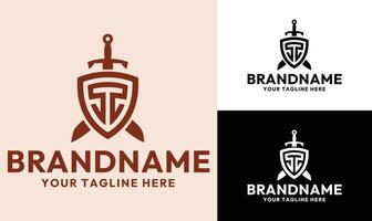 Sword and Shield Gaming Logo Design Template for Esports Teams, RPG Games, and Fantasy Brands vector