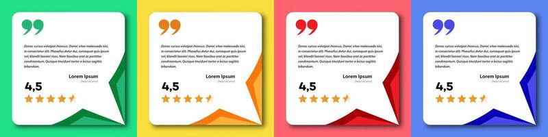 Feedback box set, bubble testimonial banner for design project vector