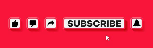 Like, comment, share, subscribe and notification bar 3d style vector