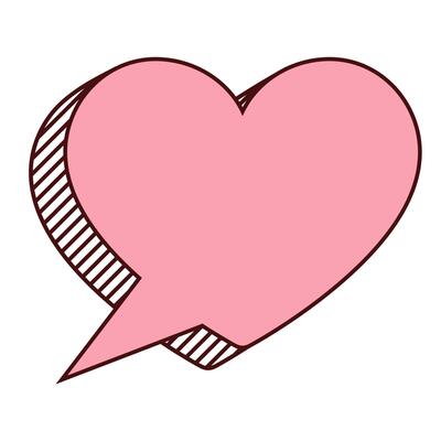 Speech bubble heart 3d style cloud talk