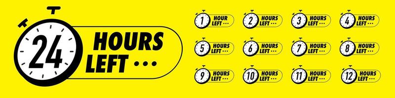 Countdown hours left badge set modern vector