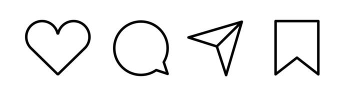 Social media button like, comment, share and notification line style vector