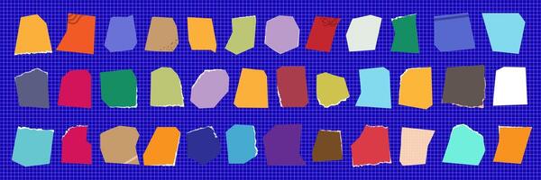Torn paper scraps set color style vector