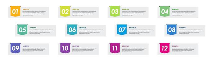 Bullet points numbers collection from 1 to 12 list markers vector