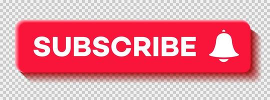Subscribe button 3d style red color isolated vector