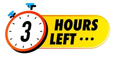 Countdown 3 hours left badge colorful vector