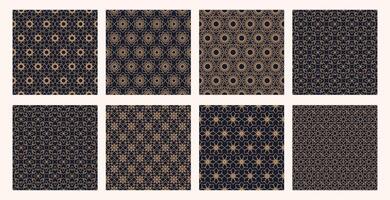 Arabic pattern collection line golden style vector