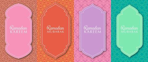 Ramadan Kareem greeting card set color style vector