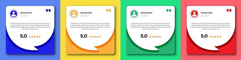 Feedback box set, bubble testimonial banner color style vector