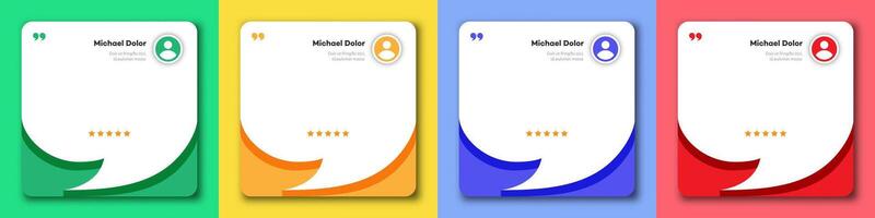 Feedback box, bubble testimonial banner, card collection color style vector