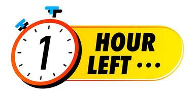 Countdown 1 hour left badge modern vector